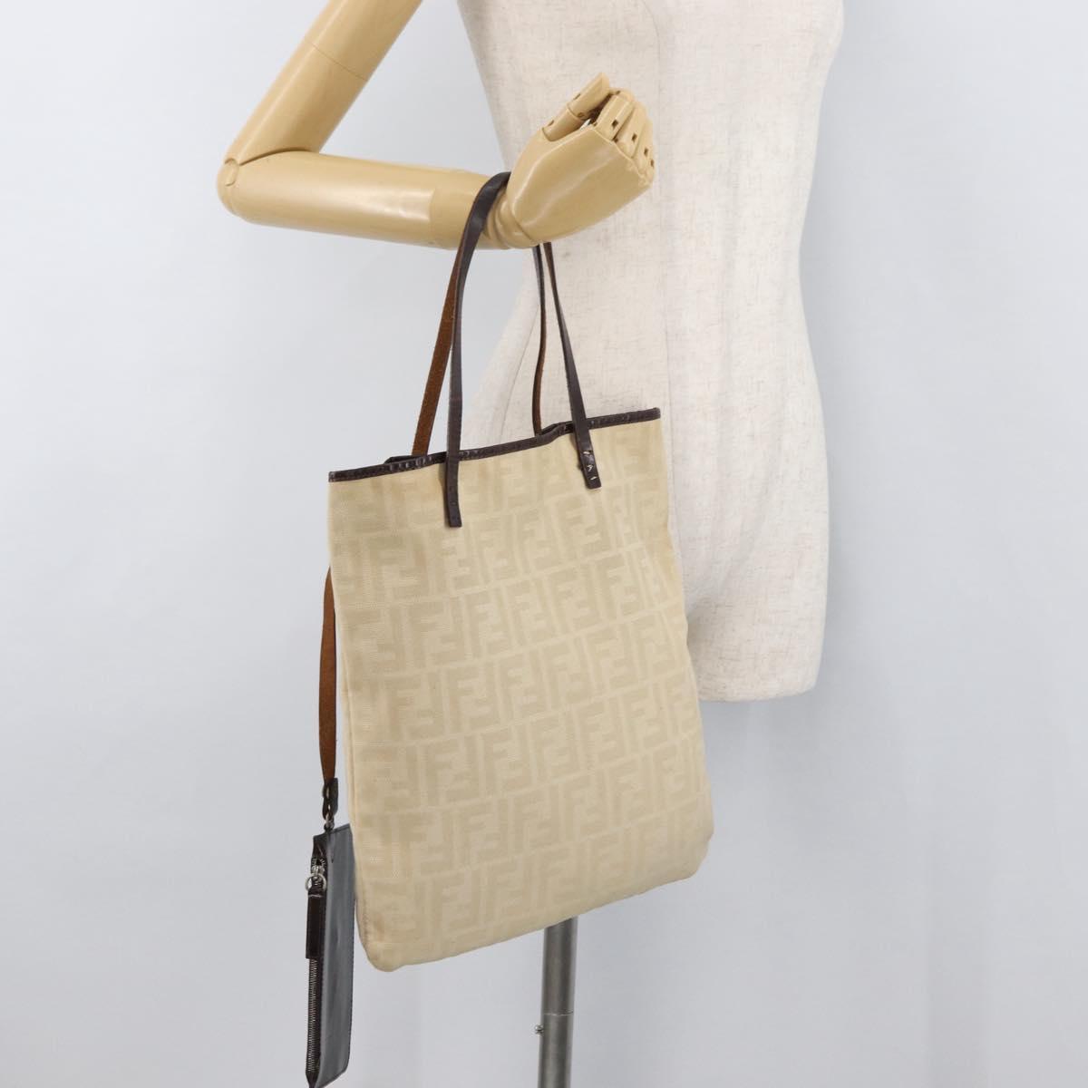 FENDI Zucca Canvas Tote Bag Ivory Auth 163267