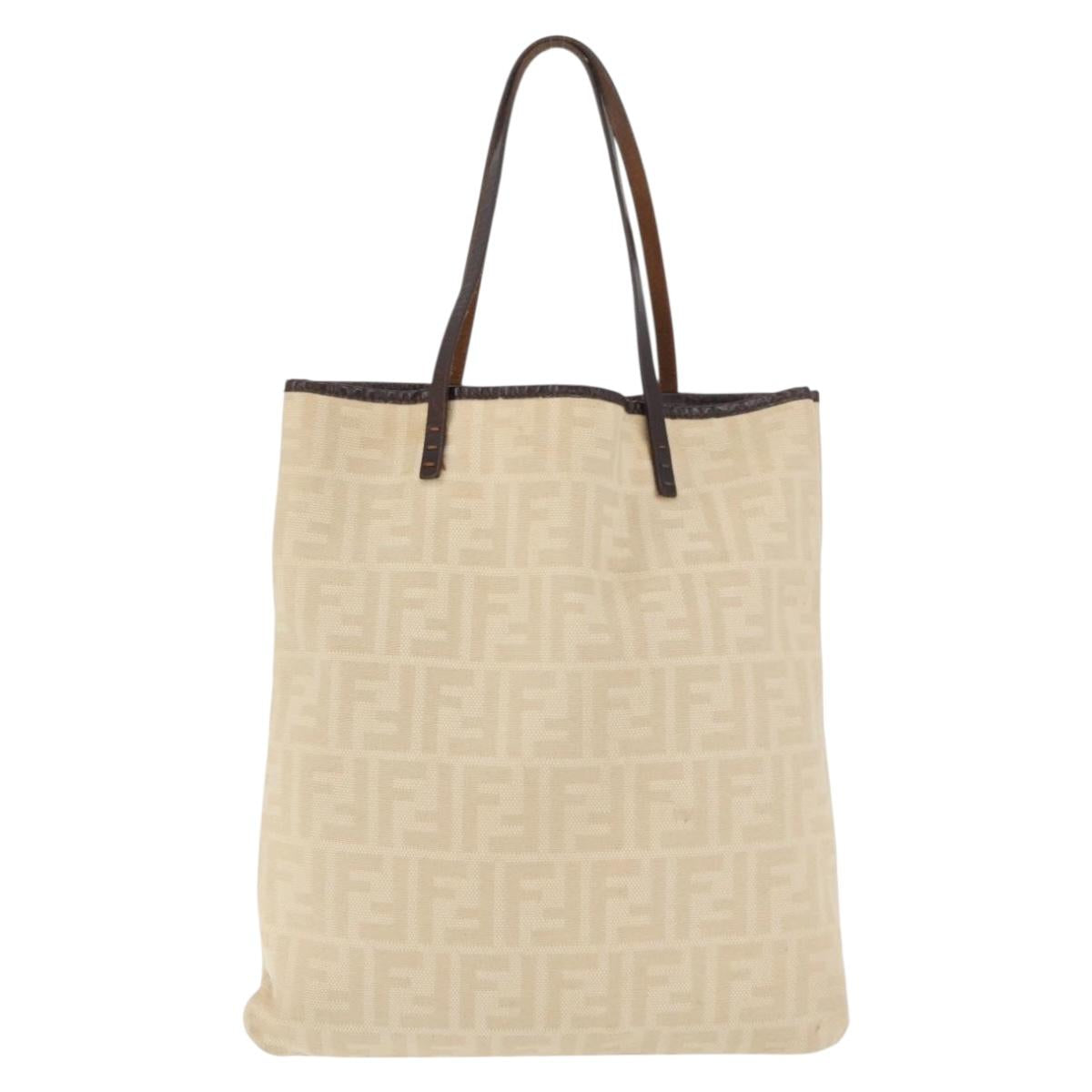 FENDI Zucca Canvas Tote Bag Ivory Auth 163267