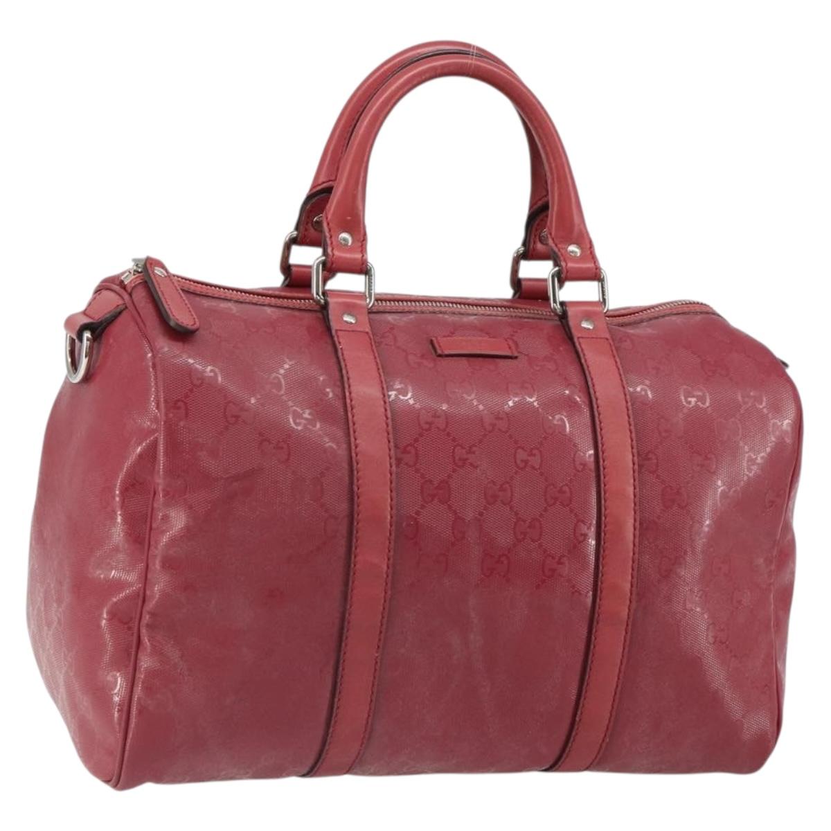 GUCCI GG implementation Boston Bag PVC Pink Silver 193603 Auth 163268
