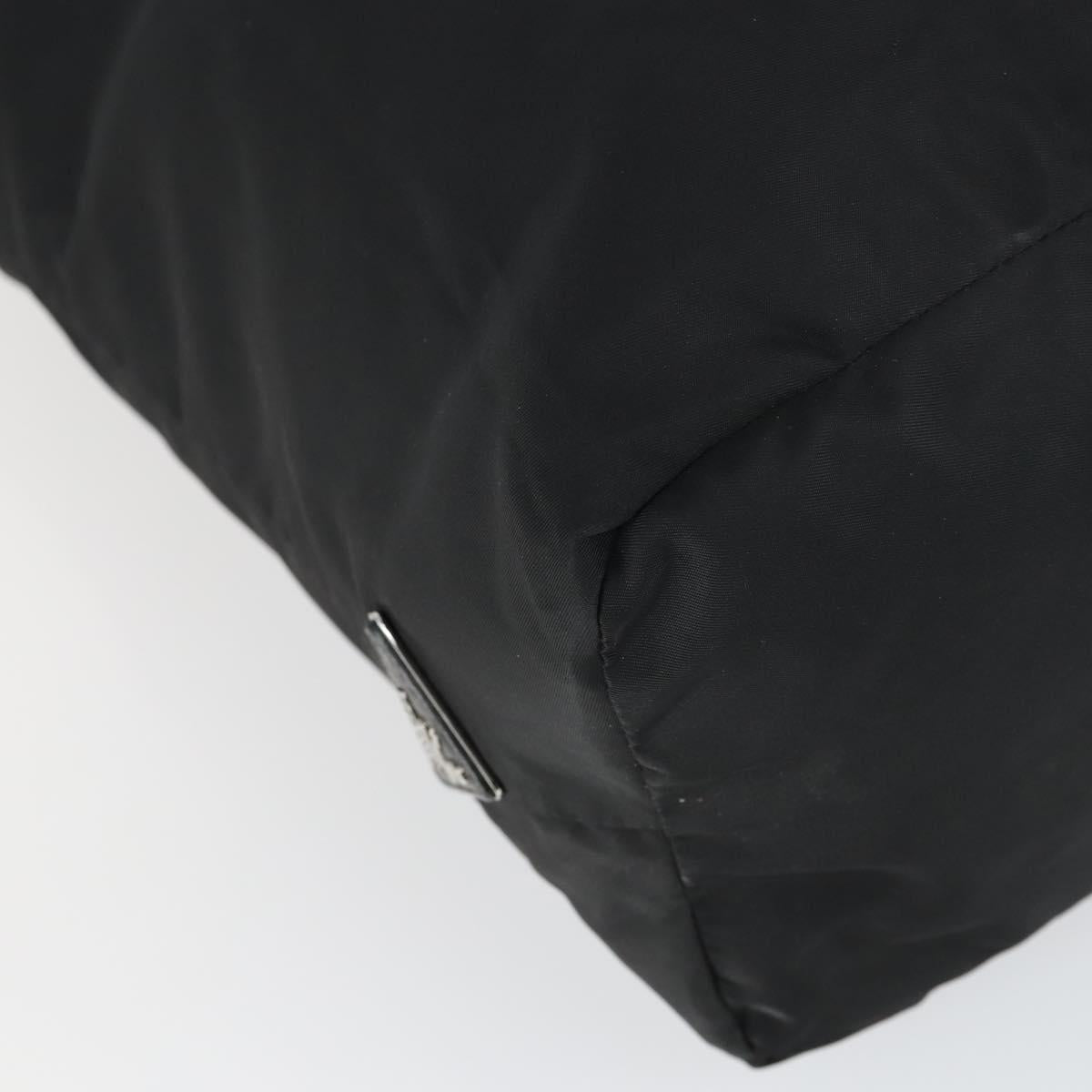 PRADA Hand Bag Nylon Black Silver Auth 163269