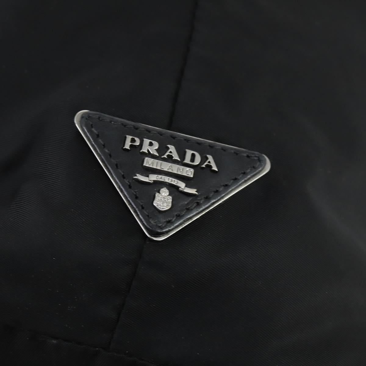 PRADA Hand Bag Nylon Black Silver Auth 163269