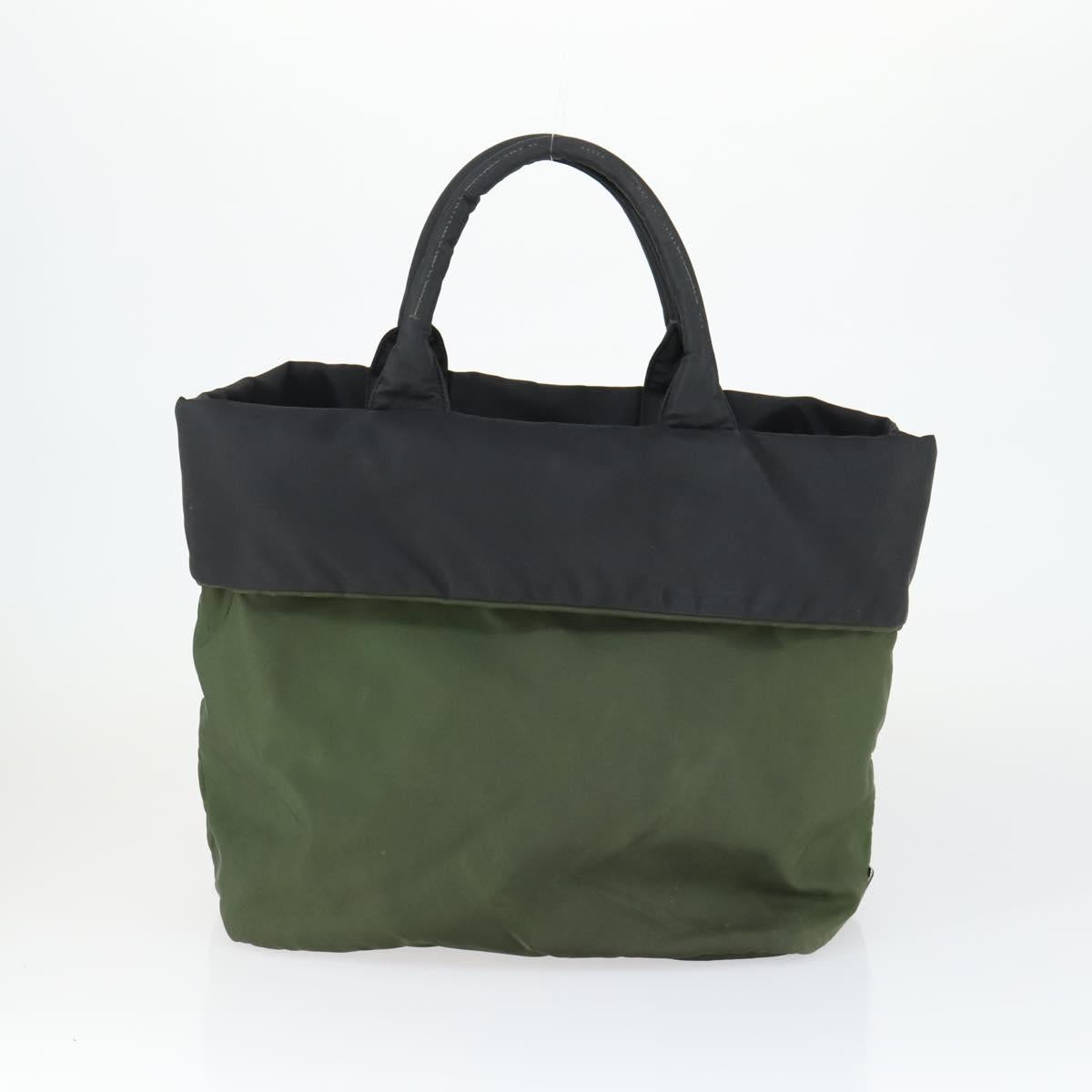 PRADA Hand Bag Nylon Black Silver Auth 163269