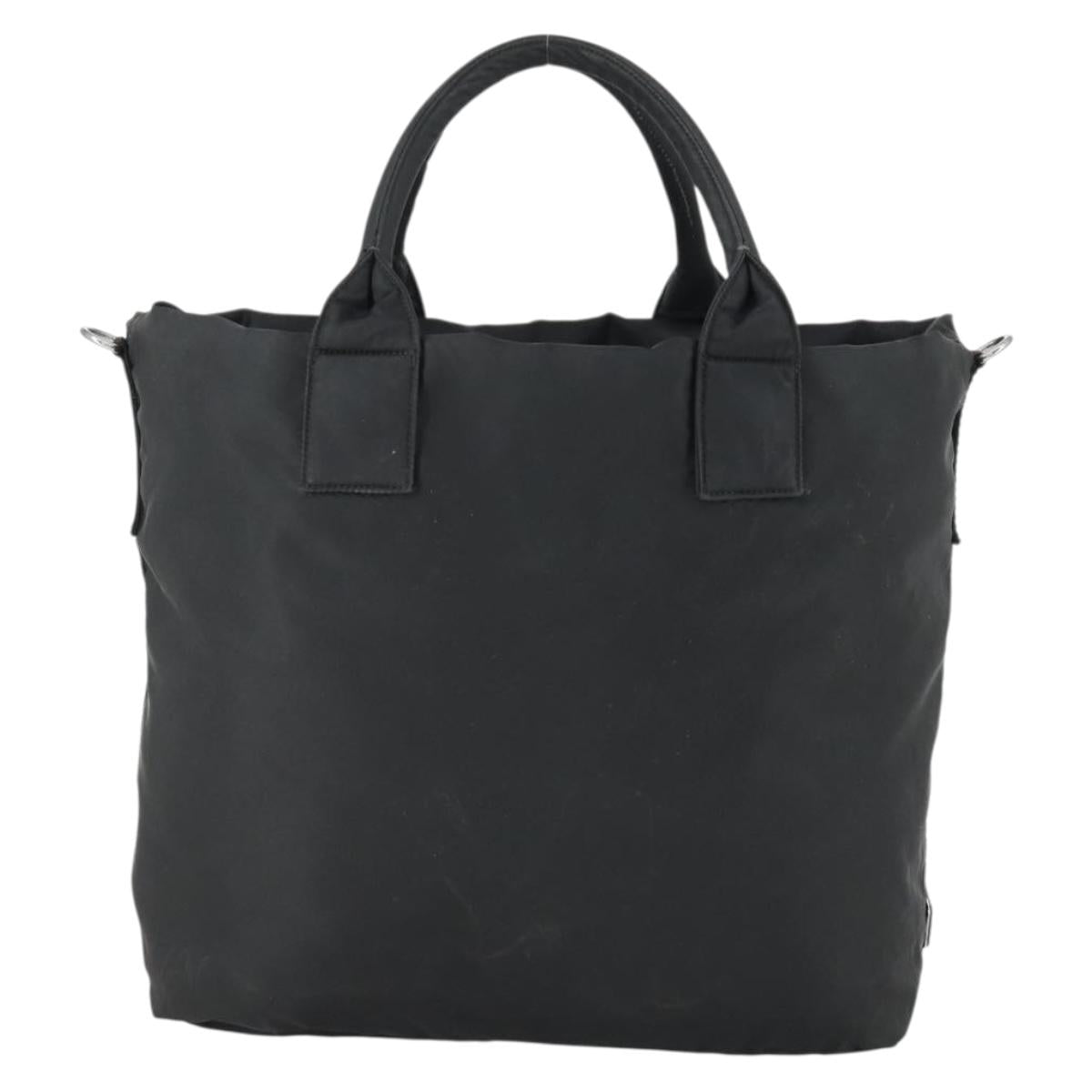 PRADA Hand Bag Nylon Black Silver Auth 163269