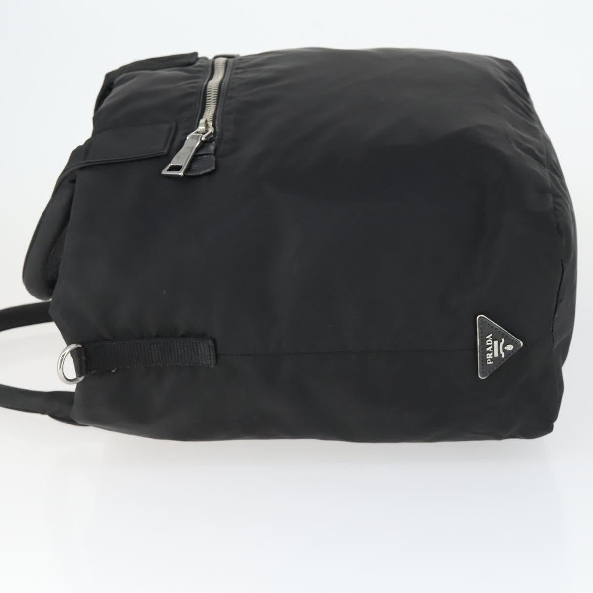 PRADA Hand Bag Nylon Black Silver Auth 163269