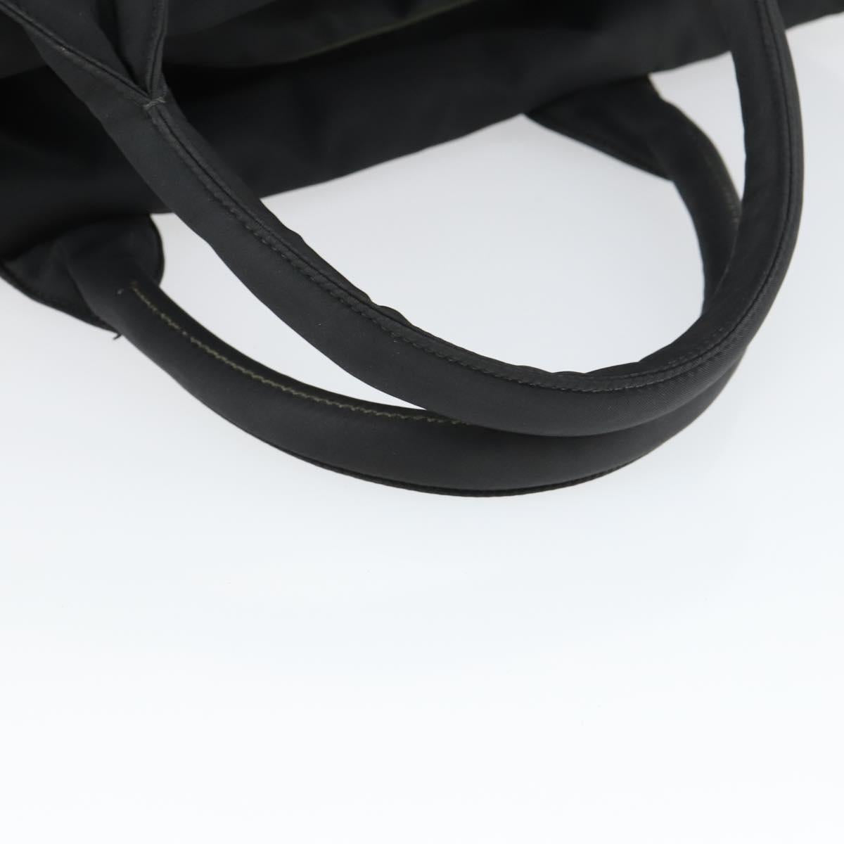 PRADA Hand Bag Nylon Black Silver Auth 163269