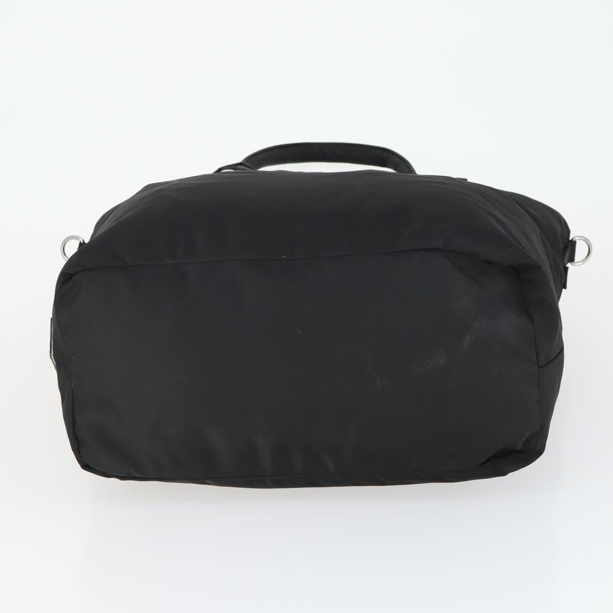 PRADA Hand Bag Nylon Black Silver Auth 163269