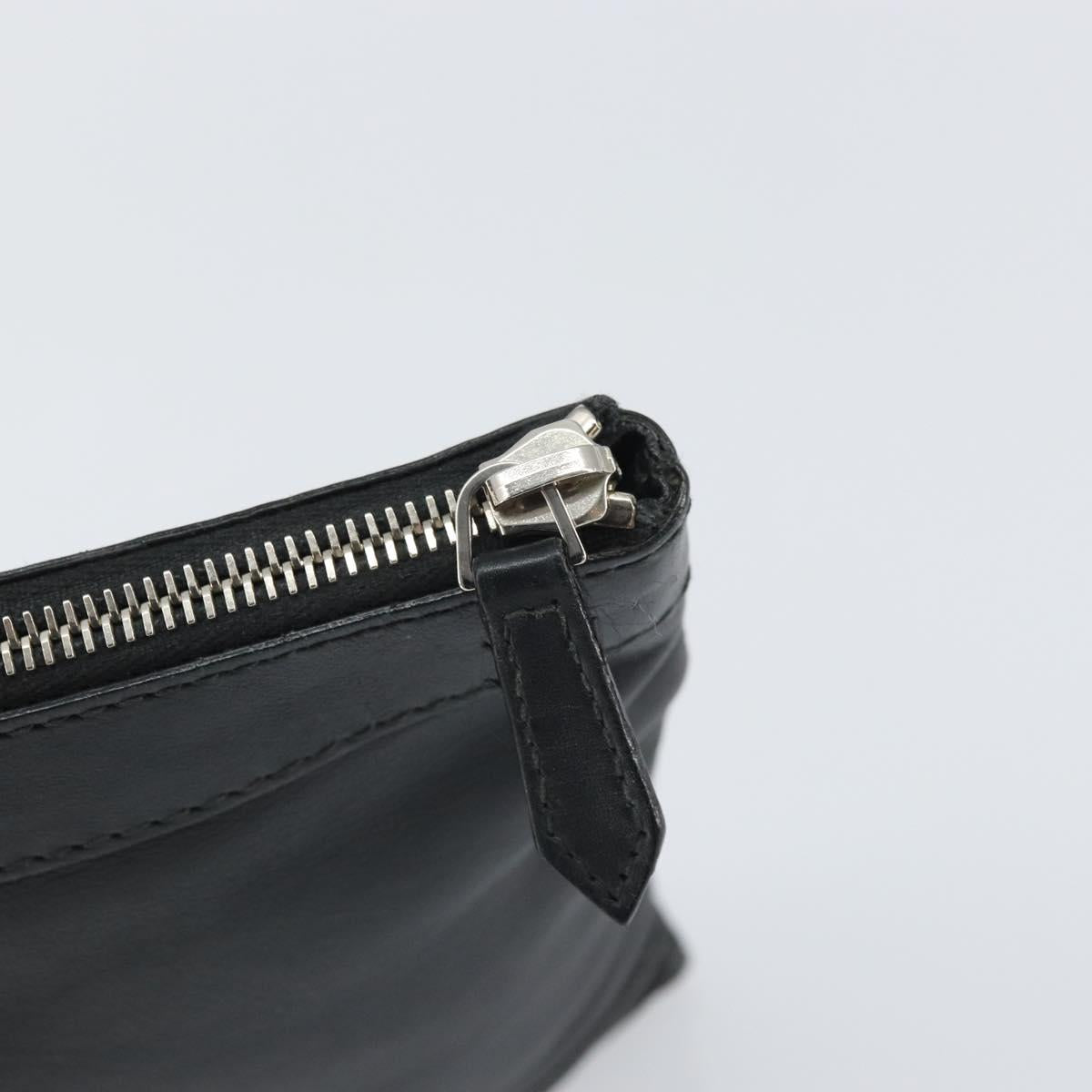 BALENCIAGA Clutch Bag Leather Black Silver 373834 Auth 163272