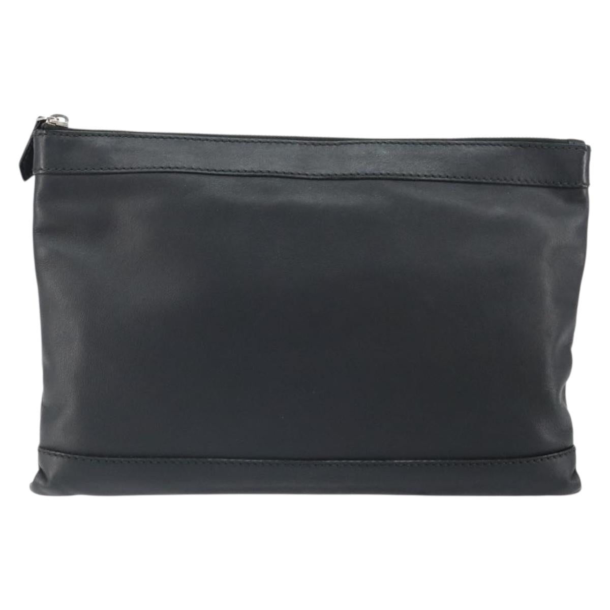 BALENCIAGA Clutch Bag Leather Black Silver 373834 Auth 163272