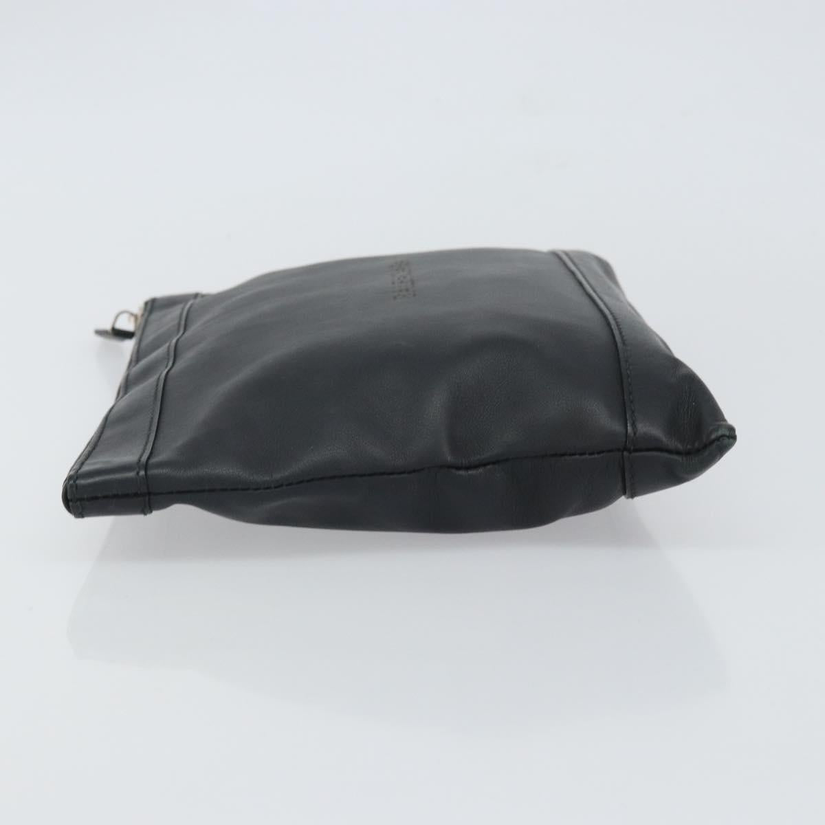 BALENCIAGA Clutch Bag Leather Black Silver 373834 Auth 163272