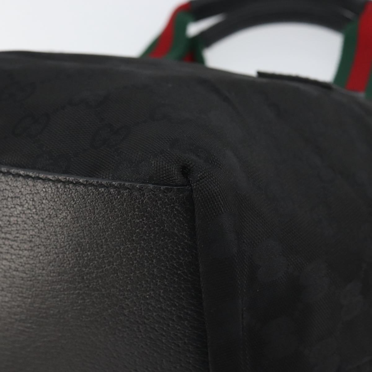 GUCCI GG Canvas Web Sherry Line Hand Bag Nylon Black Silver 131228 Auth 163273