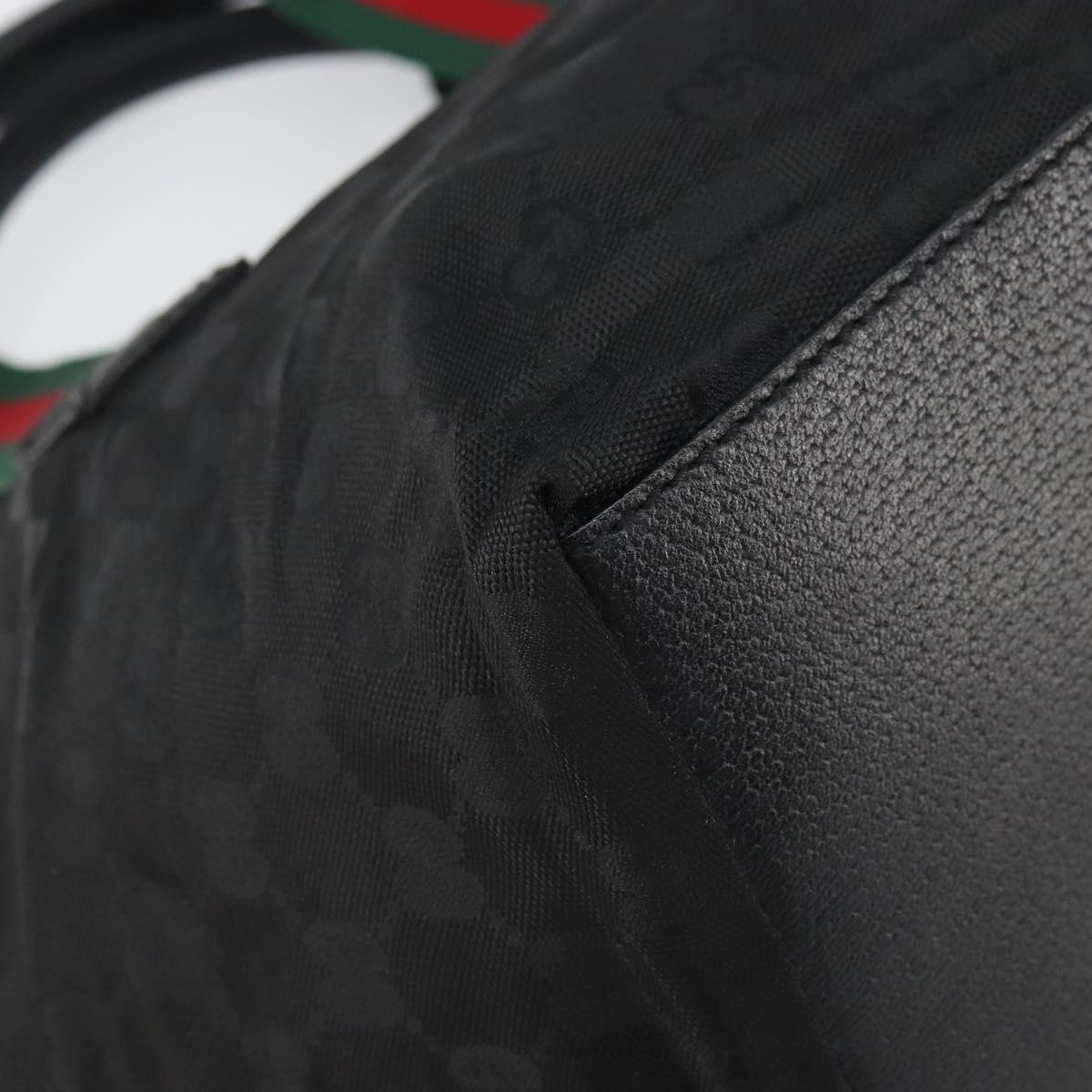 GUCCI GG Canvas Web Sherry Line Hand Bag Nylon Black Silver 131228 Auth 163273