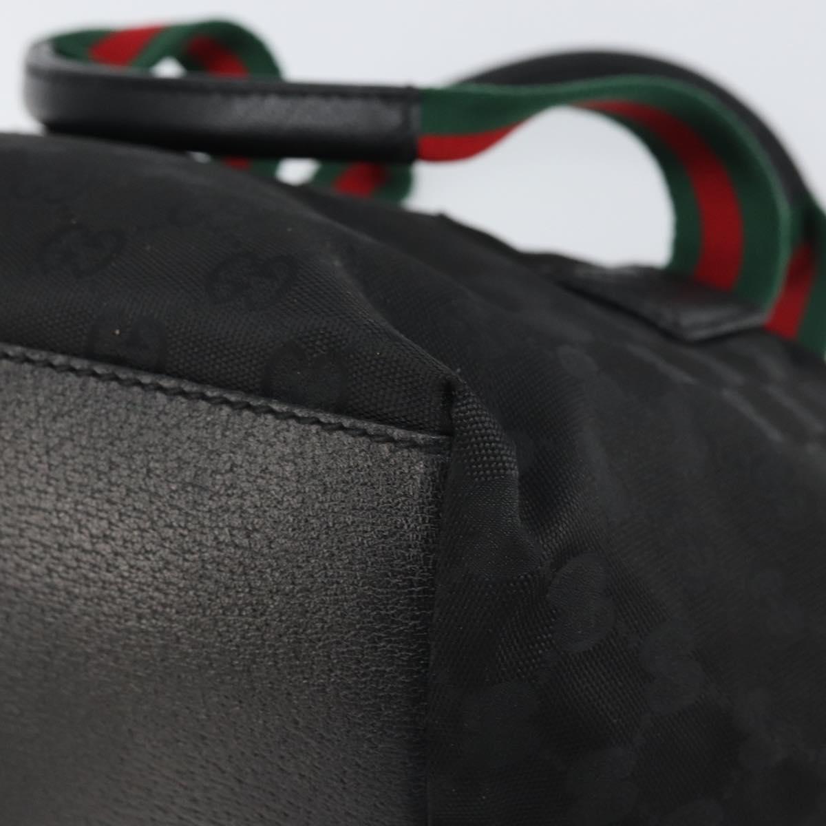 GUCCI GG Canvas Web Sherry Line Hand Bag Nylon Black Silver 131228 Auth 163273