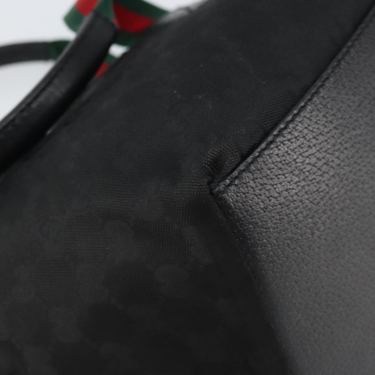 GUCCI GG Canvas Web Sherry Line Hand Bag Nylon Black Silver 131228 Auth 163273