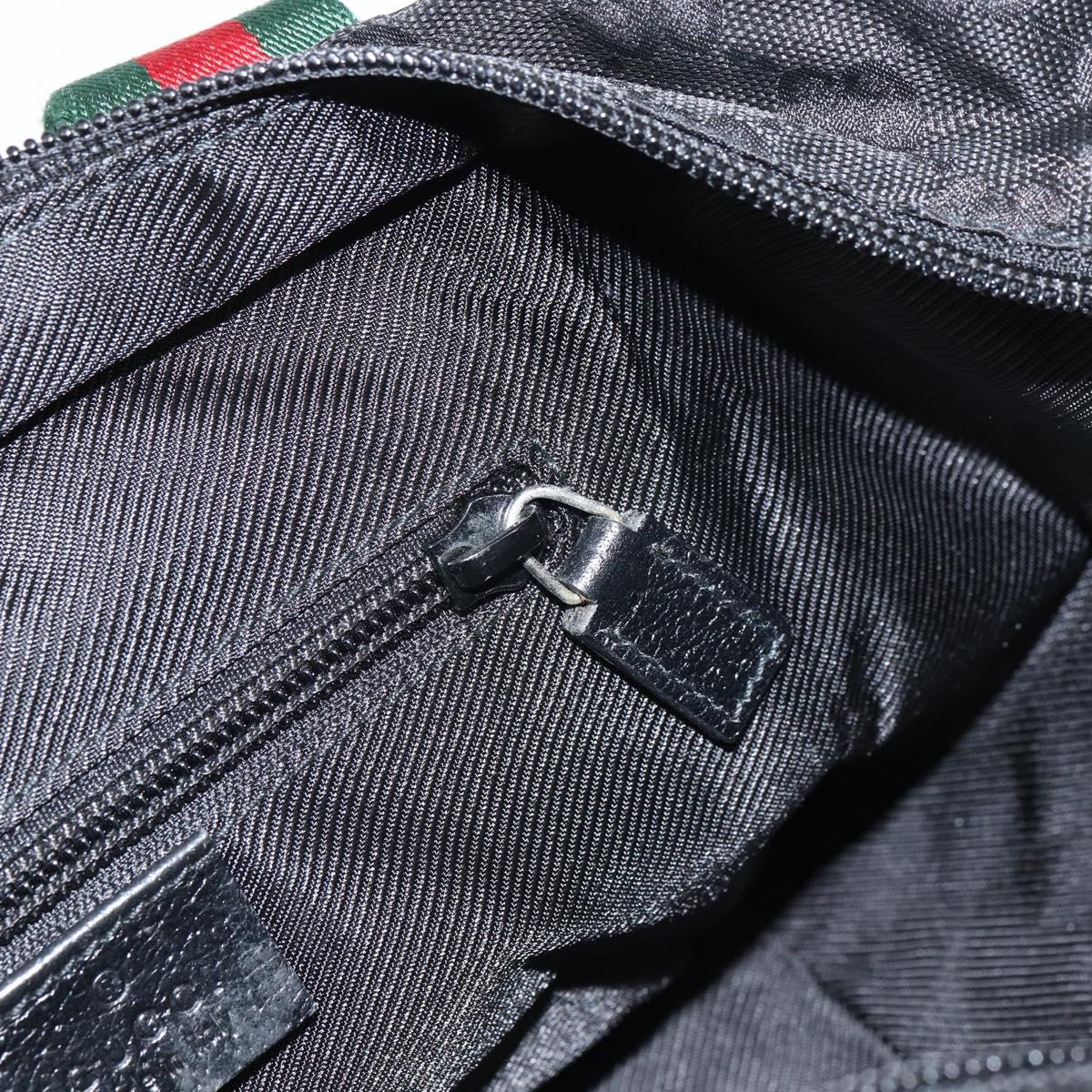 GUCCI GG Canvas Web Sherry Line Hand Bag Nylon Black Silver 131228 Auth 163273