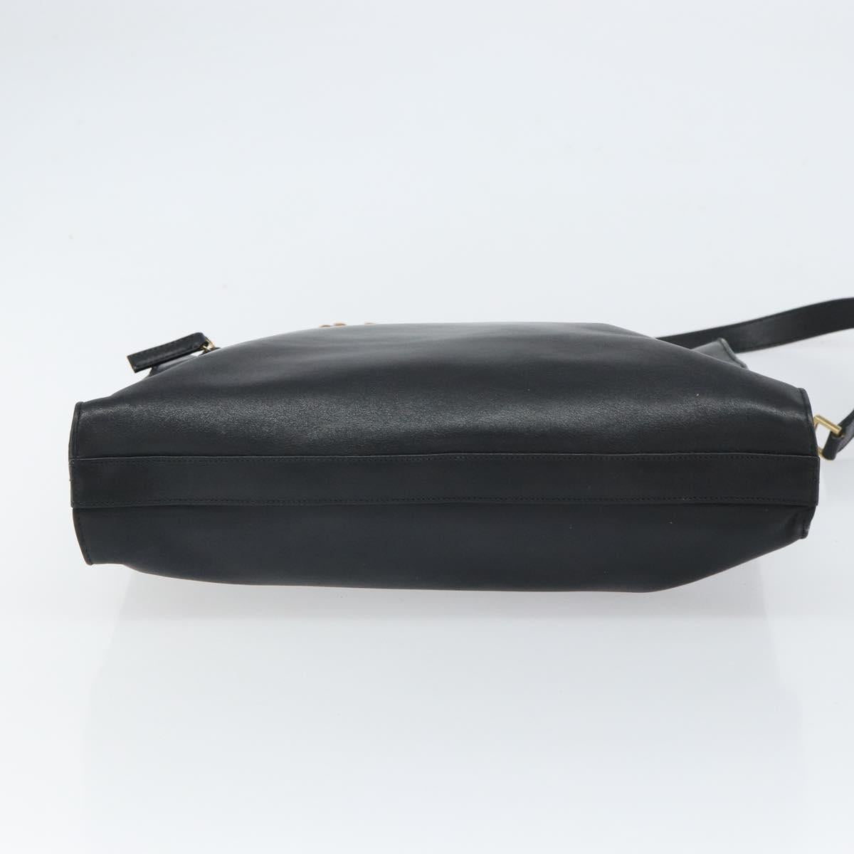 GUCCI Bamboo Hand Bag Leather 2way Black Gold 001 095 1878 Auth 163274