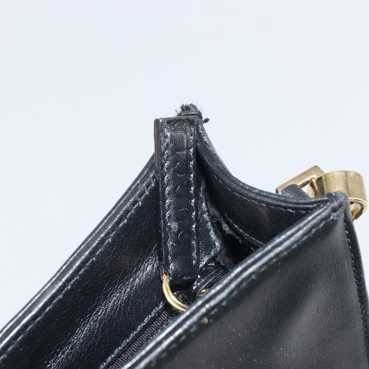GUCCI Bamboo Hand Bag Leather 2way Black Gold 001 095 1878 Auth 163274