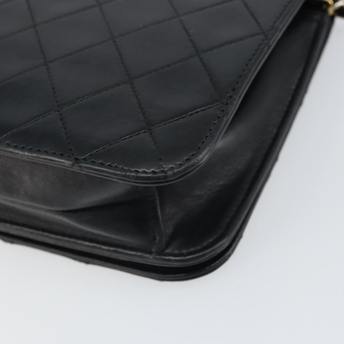 CHANEL Matelasse Chain Shoulder Bag Lamb Skin Black Gold CC Auth 163277