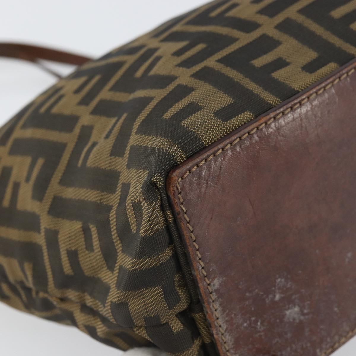 FENDI Zucca Canvas Hand Bag Brown Black Auth 163278