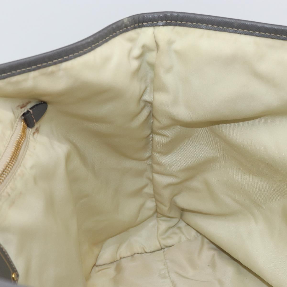 PRADA Tote Bag Nylon Beige Gold Auth 163284