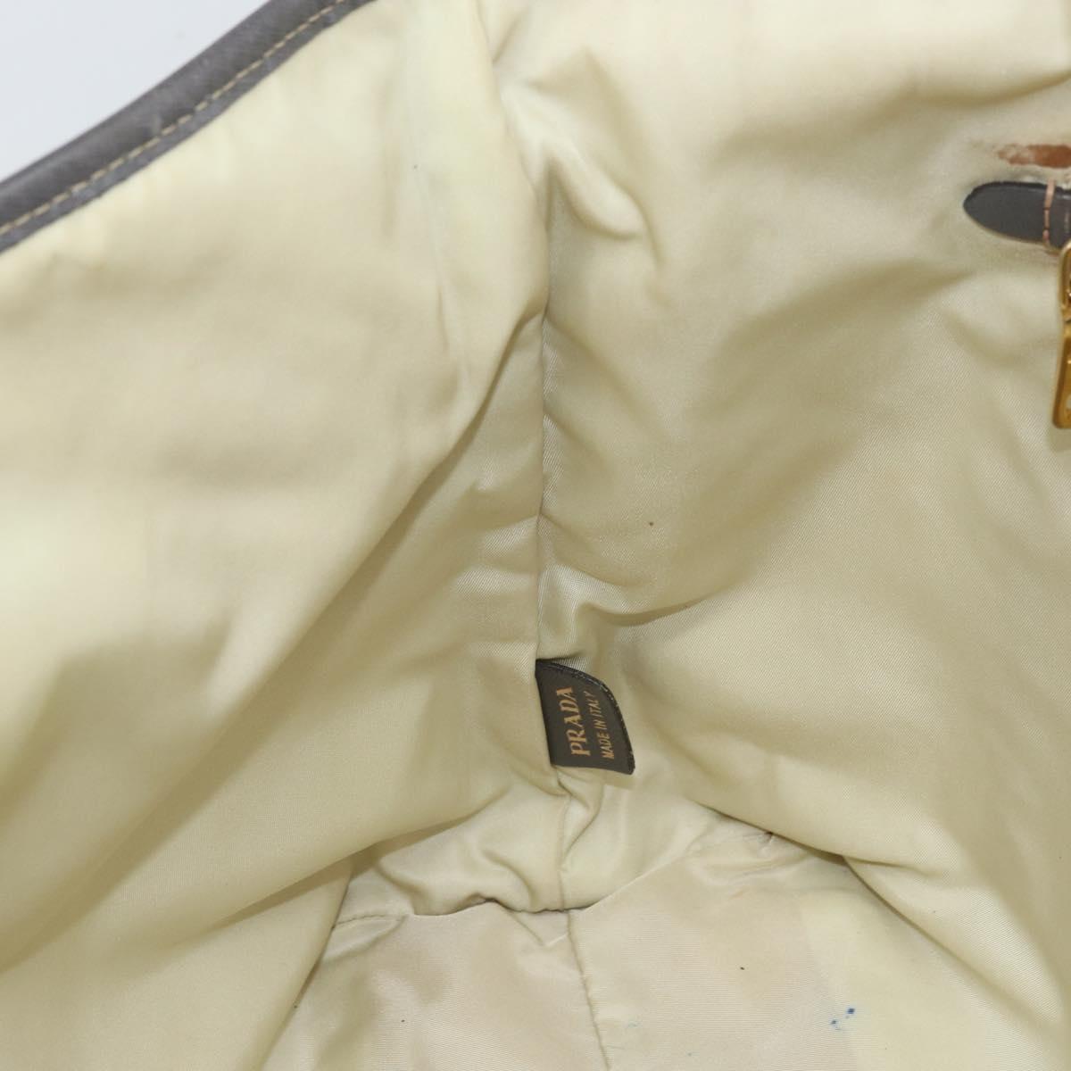 PRADA Tote Bag Nylon Beige Gold Auth 163284