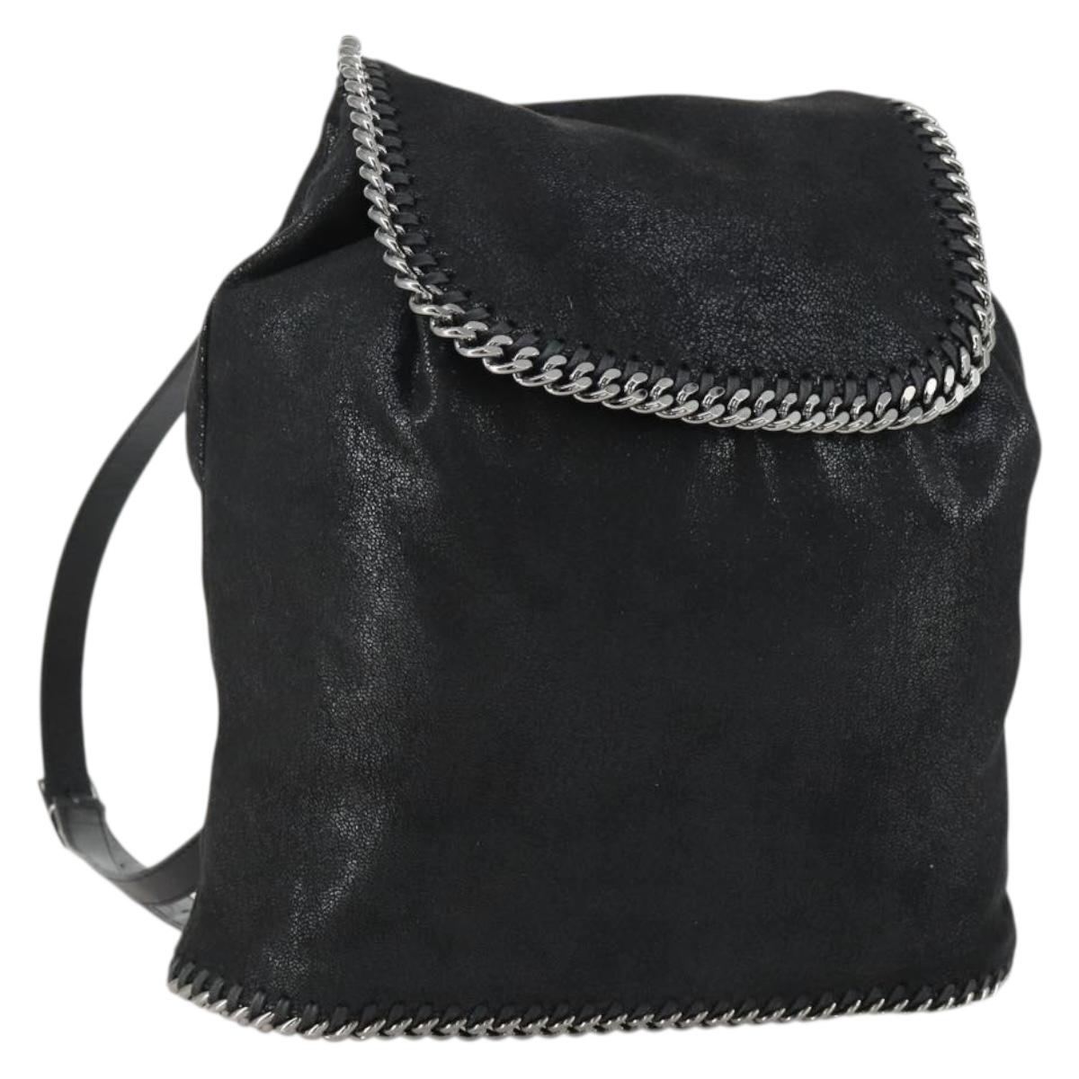 Stella MacCartney Falabella Shoulder Bag polyester Black Silver Auth 163286A