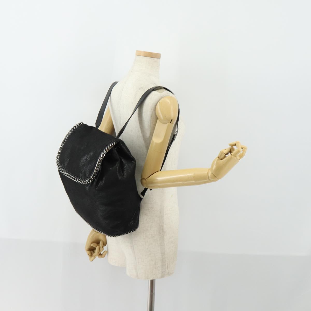 Stella MacCartney Falabella Shoulder Bag polyester Black Silver Auth 163286A