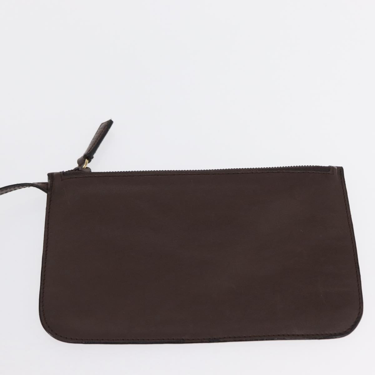 GUCCI Bamboo Shoulder Bag Leather Dark Brown Gold 001 1553 1880 Auth 163296