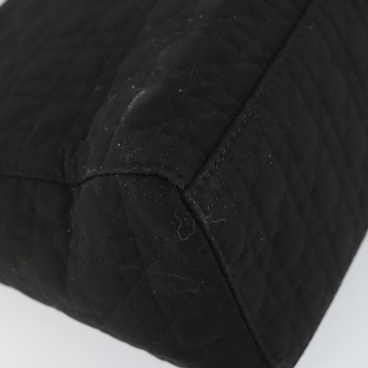 Christian Dior Lady Dior Canage Hand Bag Nylon Black Gold Auth 163297