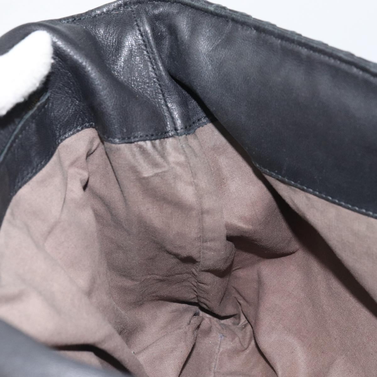 BOTTEGAVENETA INTRECCIATO Shoulder Bag Leather Black Gold Auth 163299