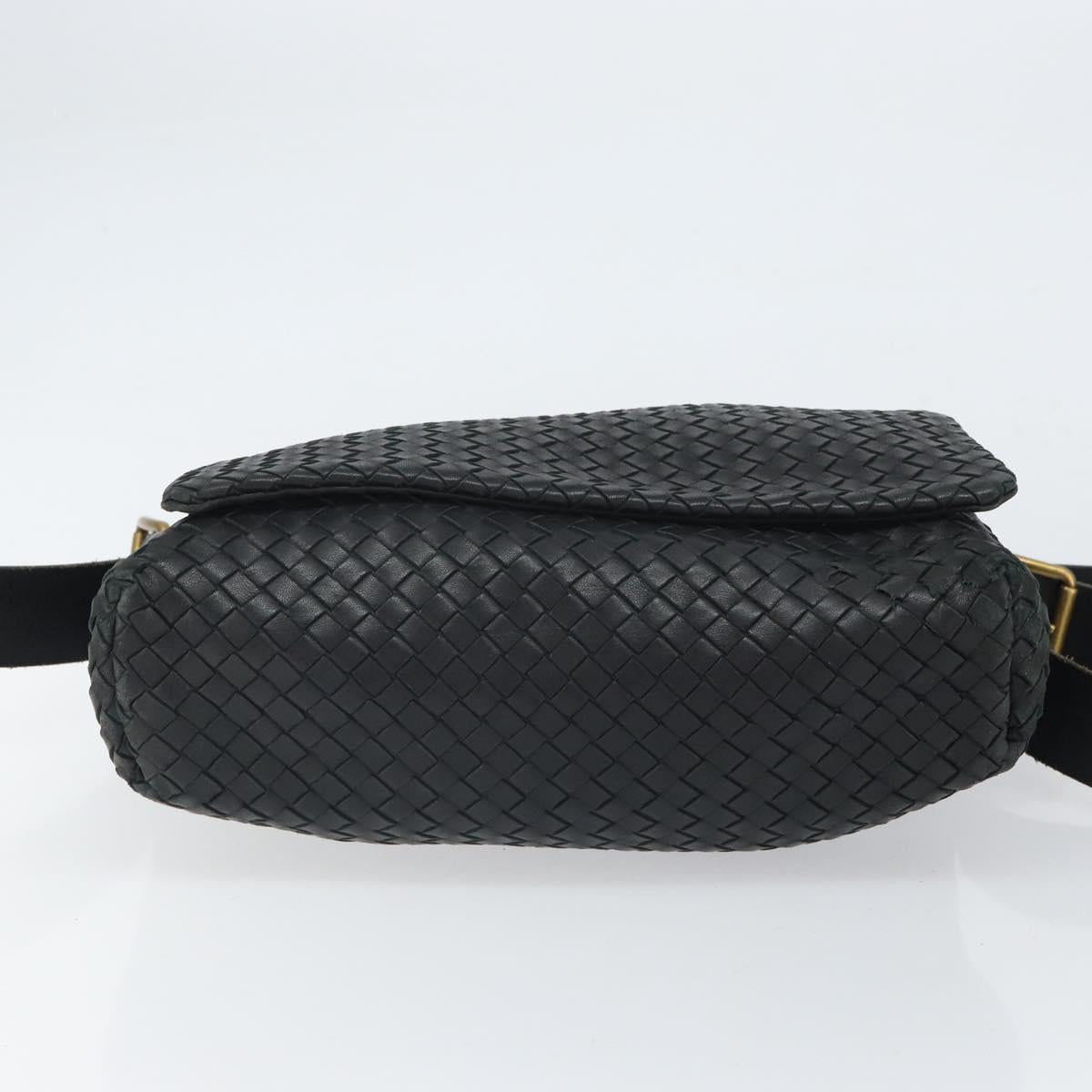 BOTTEGAVENETA INTRECCIATO Shoulder Bag Leather Black Gold Auth 163299