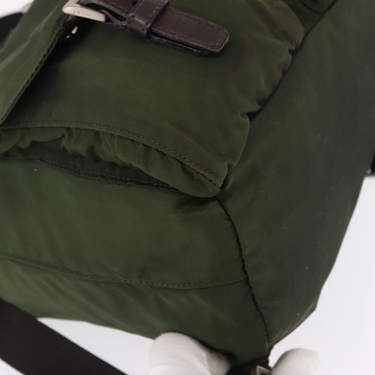 PRADA Backpack Nylon Khaki Silver Auth 163300