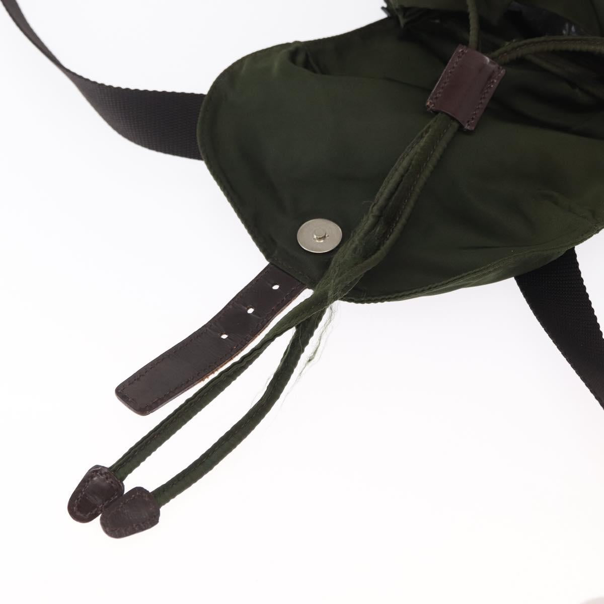 PRADA Backpack Nylon Khaki Silver Auth 163300