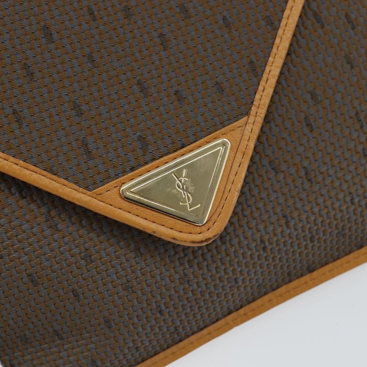 SAINT LAURENT Shoulder Bag PVC Brown Gold Auth 163302