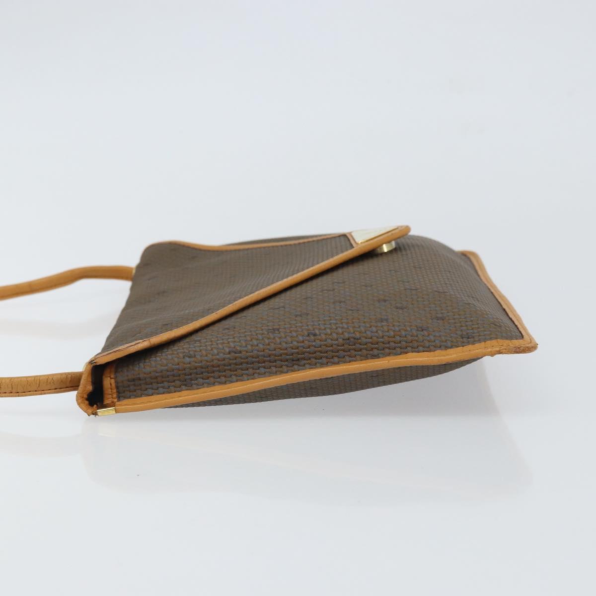 SAINT LAURENT Shoulder Bag PVC Brown Gold Auth 163302