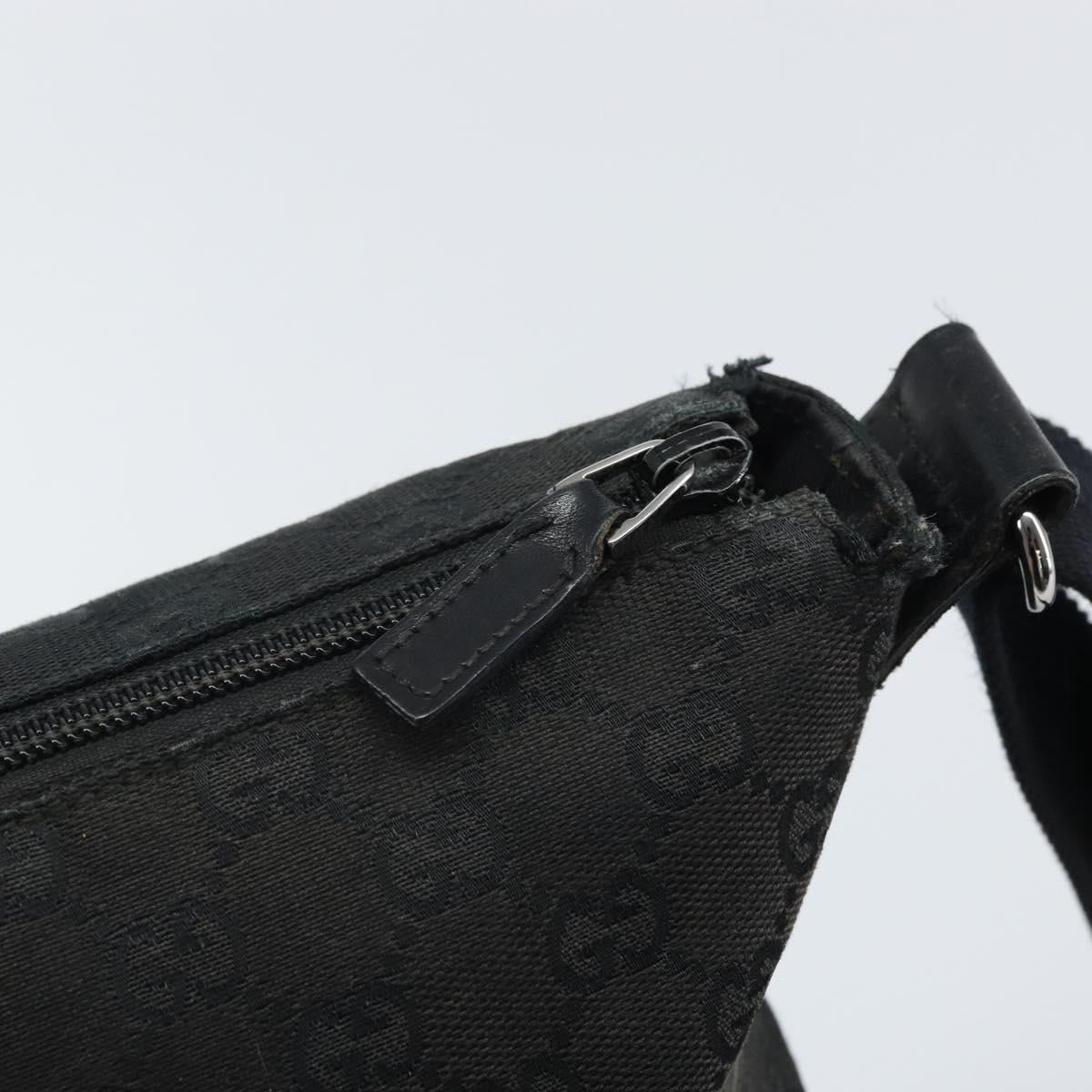 GUCCI GG Canvas Shoulder Bag Black Silver 145857 Auth 163305