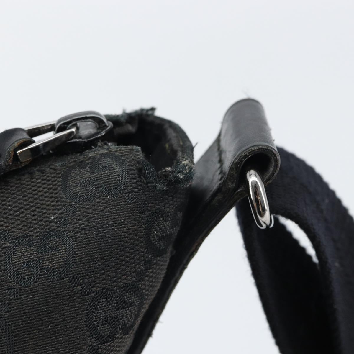 GUCCI GG Canvas Shoulder Bag Black Silver 145857 Auth 163305