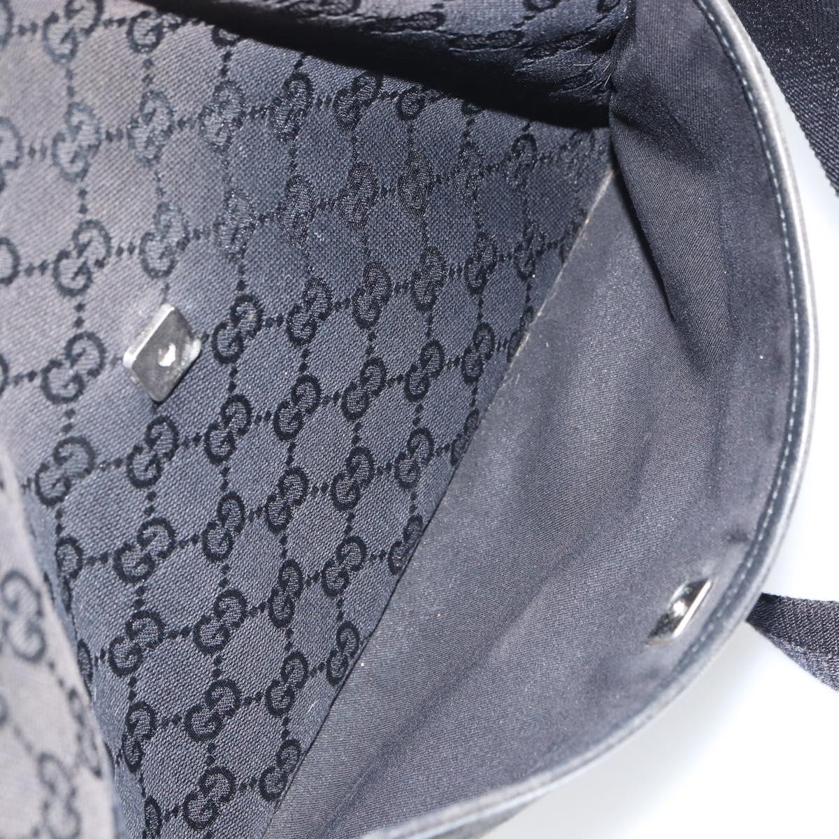 GUCCI GG Canvas Shoulder Bag Black Silver 145857 Auth 163305