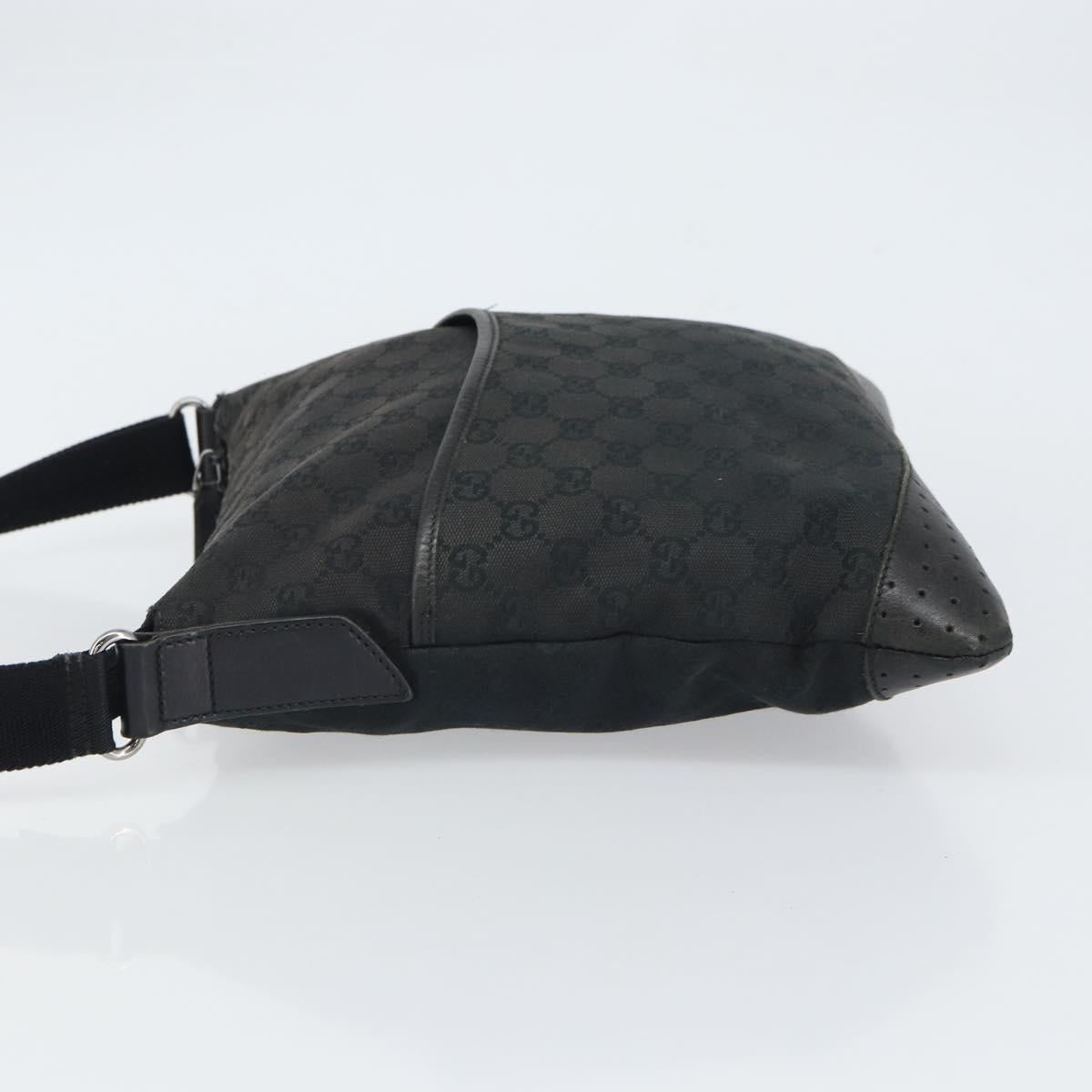 GUCCI GG Canvas Shoulder Bag Black Silver 145857 Auth 163305