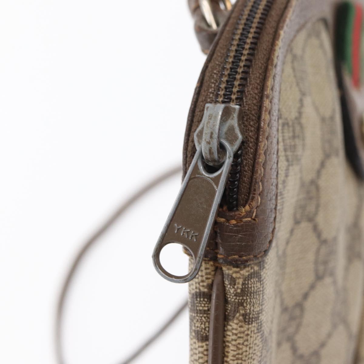 GUCCI GG Supreme Web Sherry Line Shoulder Bag PVC Beige Gold Auth 163314