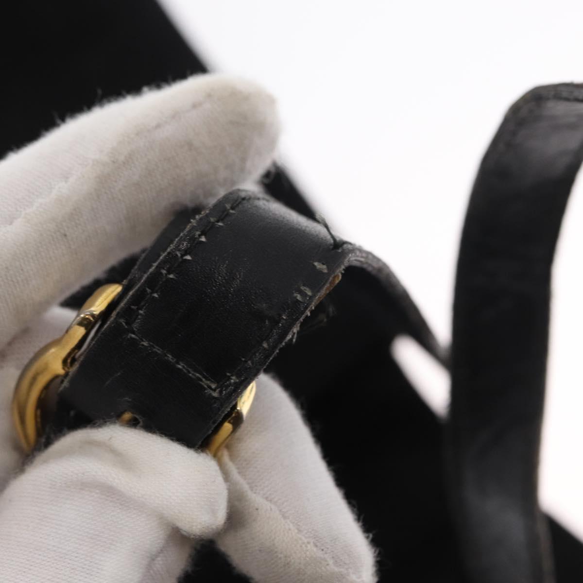 Salvatore Ferragamo Gancini Shoulder Bag Suede Black Gold Auth 163316