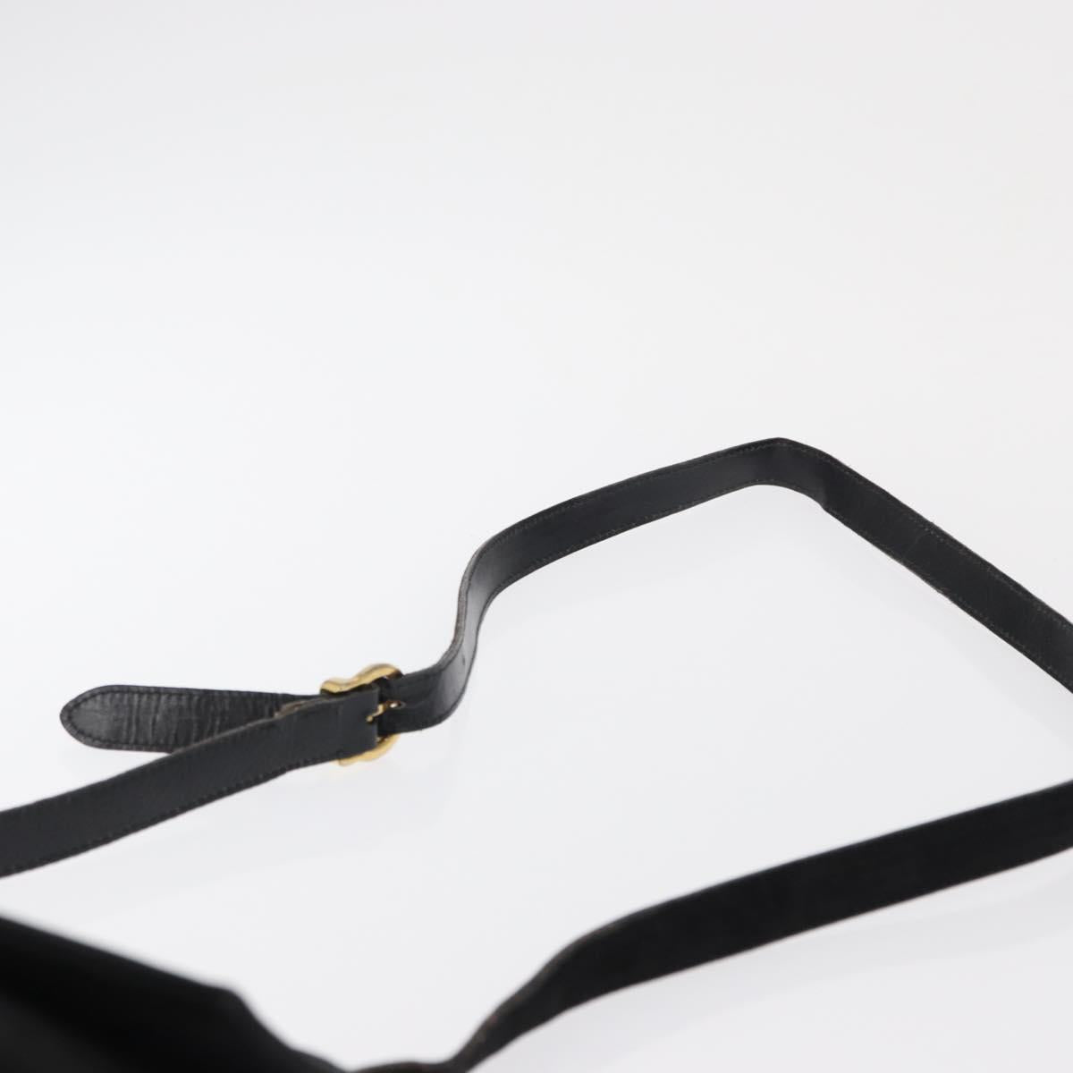 Salvatore Ferragamo Gancini Shoulder Bag Suede Black Gold Auth 163316
