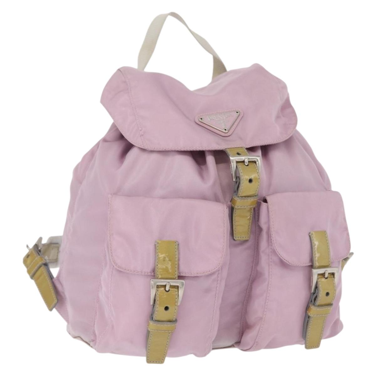 PRADA Backpack Nylon Pink Silver Auth 163327A