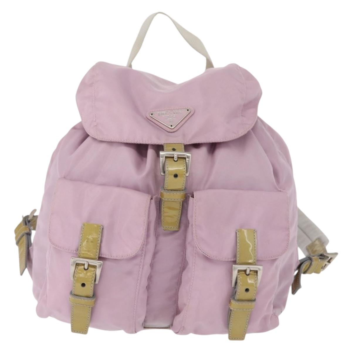 PRADA Backpack Nylon Pink Silver Auth 163327A