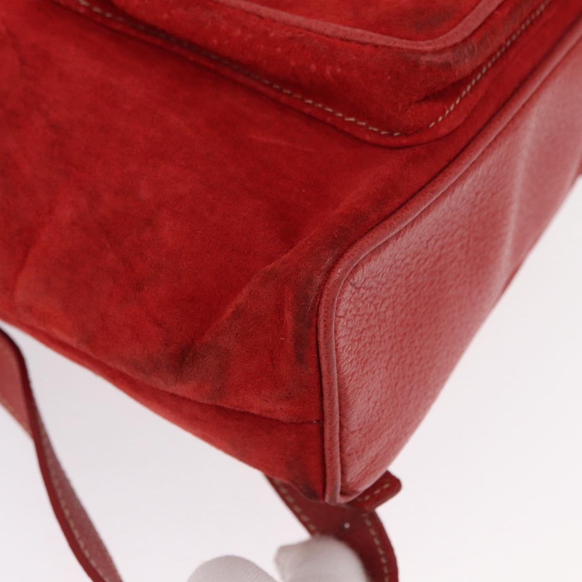 GUCCI Bamboo Backpack Suede Red Gold 003 2034 0030 Auth 163330