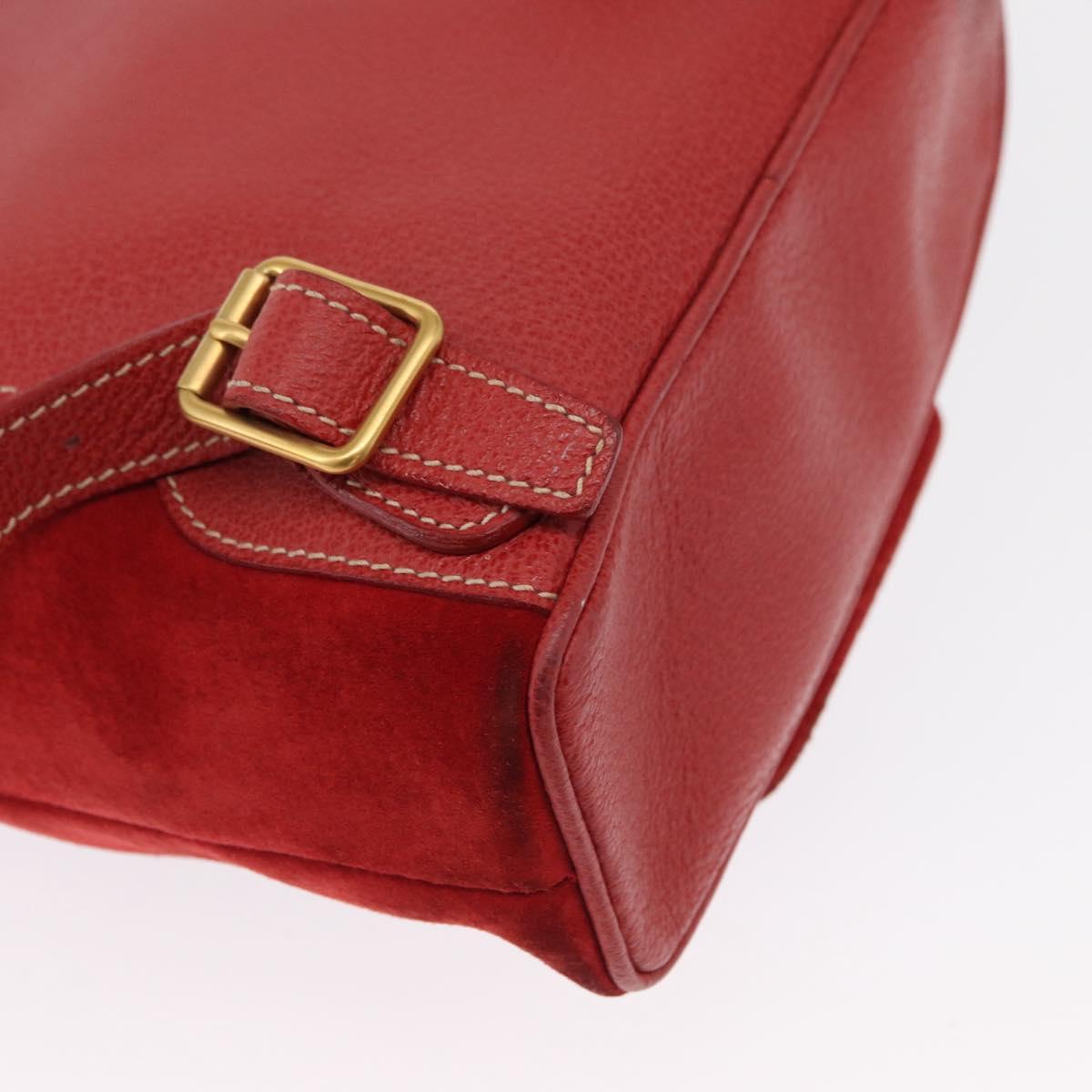 GUCCI Bamboo Backpack Suede Red Gold 003 2034 0030 Auth 163330