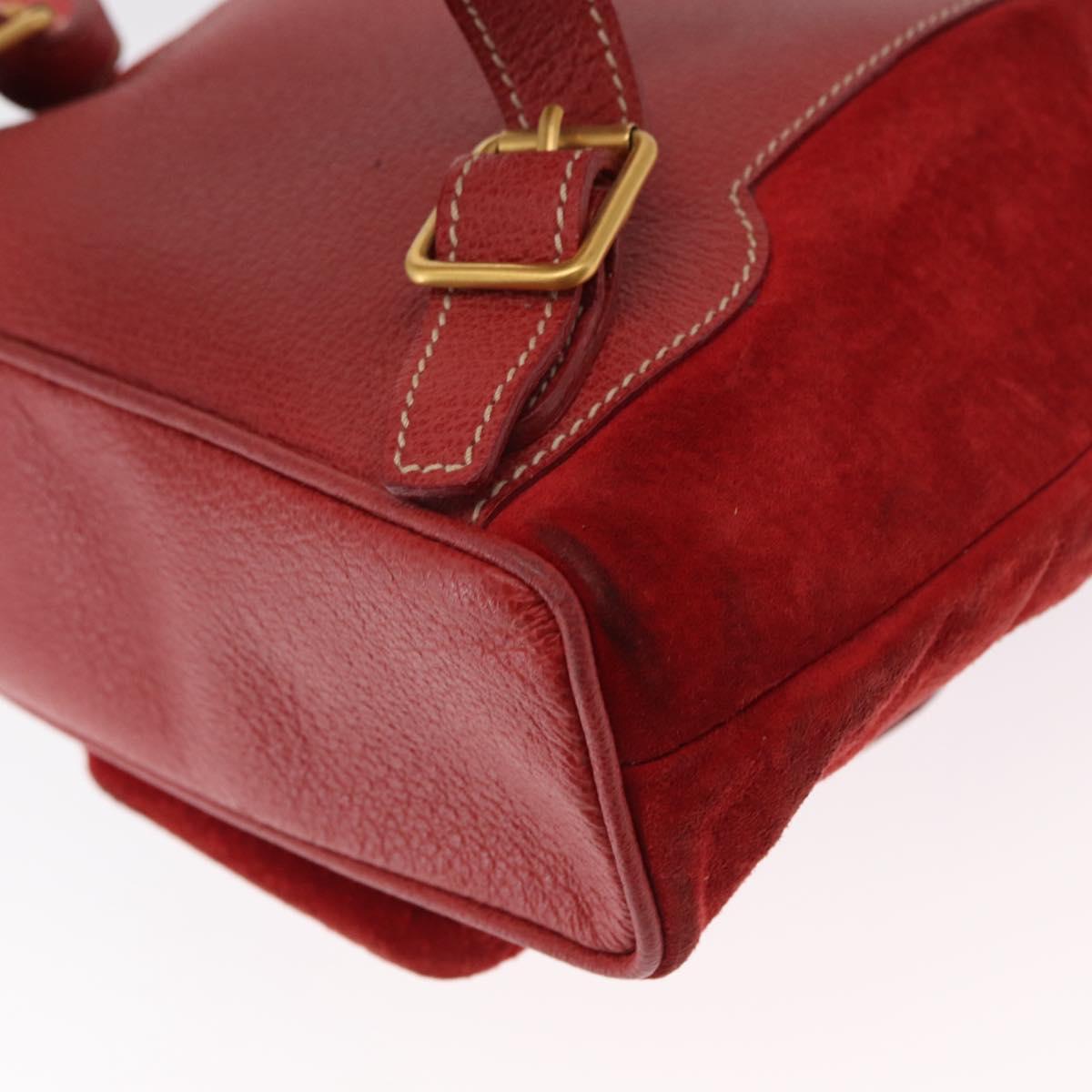 GUCCI Bamboo Backpack Suede Red Gold 003 2034 0030 Auth 163330