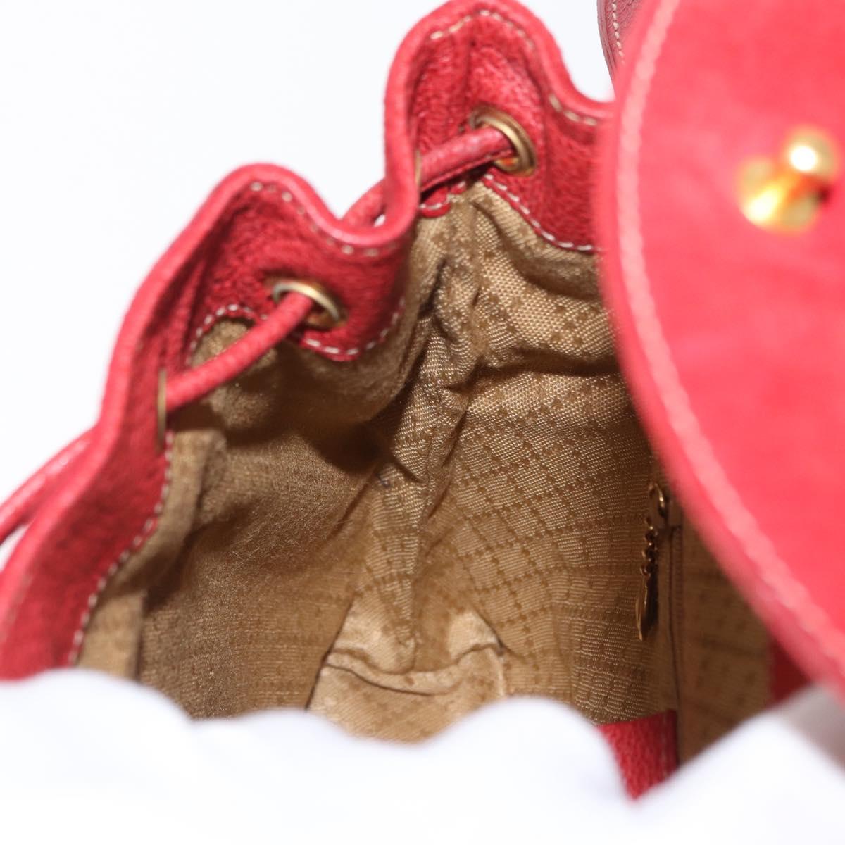 GUCCI Bamboo Backpack Suede Red Gold 003 2034 0030 Auth 163330