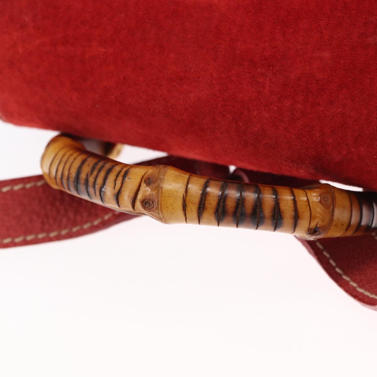GUCCI Bamboo Backpack Suede Red Gold 003 2034 0030 Auth 163330