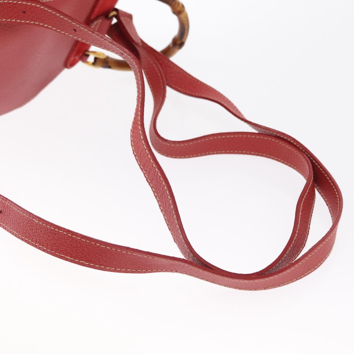 GUCCI Bamboo Backpack Suede Red Gold 003 2034 0030 Auth 163330