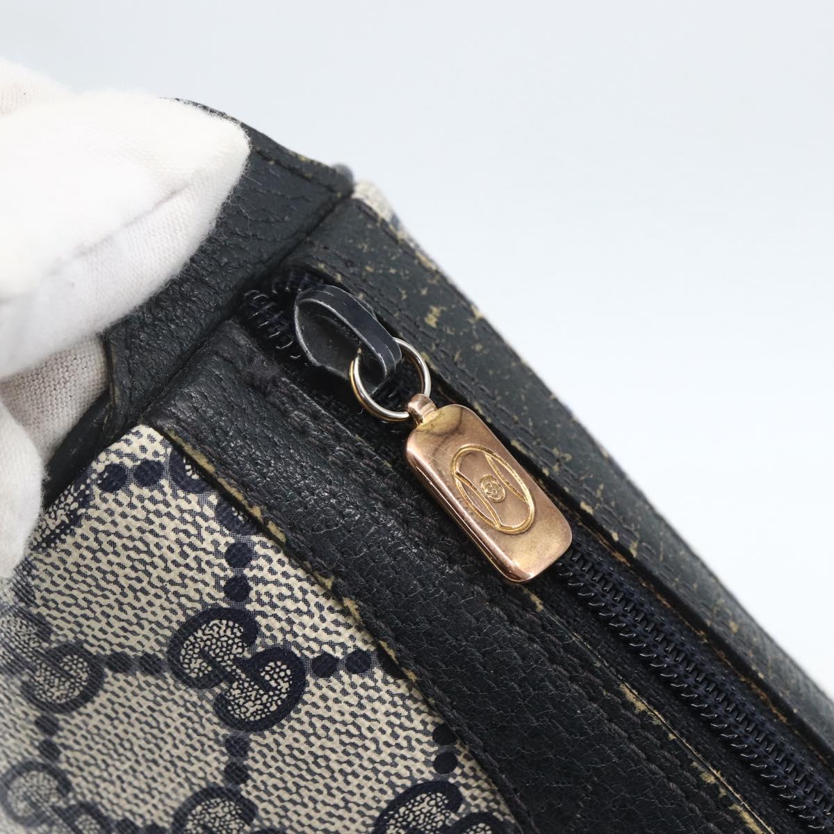 GUCCI GG Supreme Sherry Line Bag PVC Navy Gold Red 89 02 018 Auth 163335